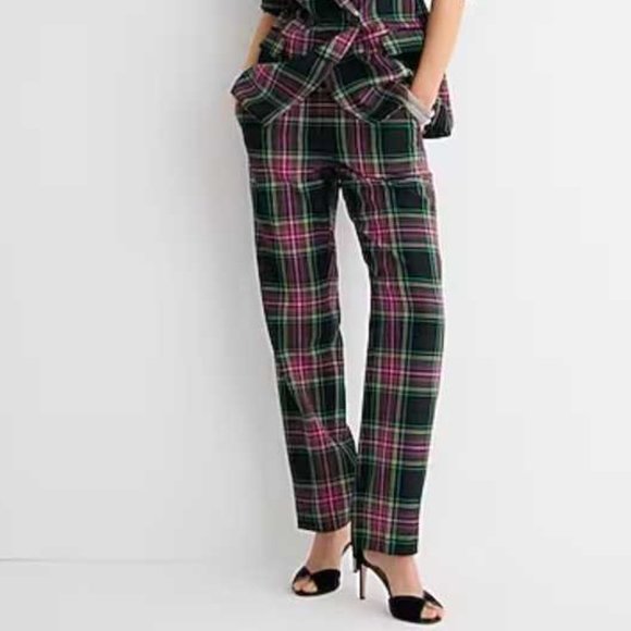 J. Crew Pants - New women's  J Crew Kate straight leg pant in pink Stewart tartan plaid wool
